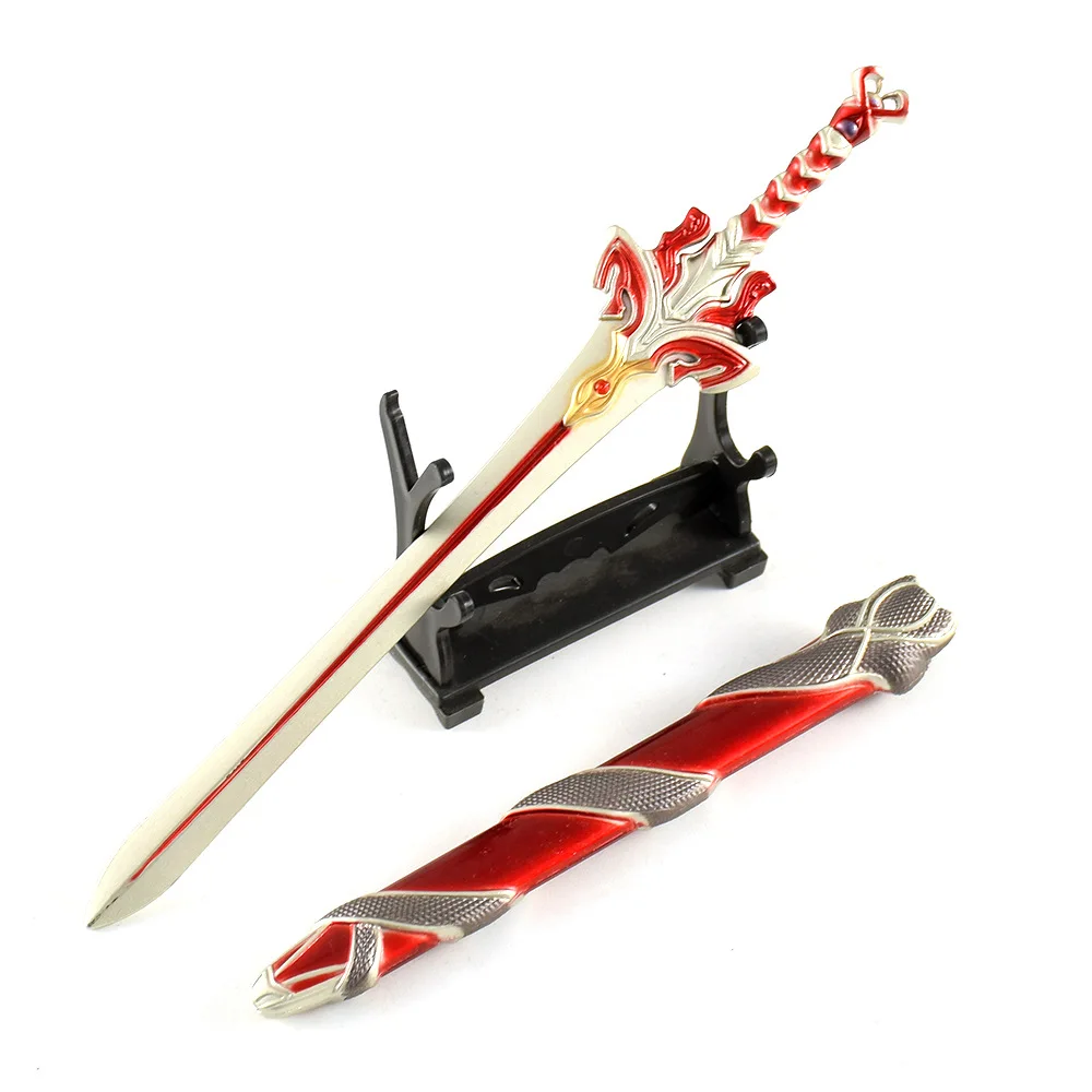 22cm7.1in จีนทีวีที่มีชื่อเสียง Crimson Cloud ดาบพวงกุญแจโลหะอาวุธรุ่น Katana อุปกรณ์เสริม Retro Replica ของเล่นของขวัญ