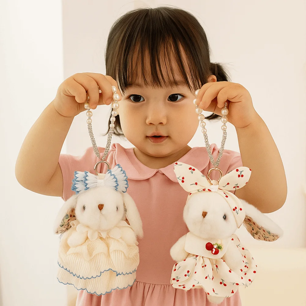 

Fashion Rabbit Rabbit Keychain Stuffed Soft Drooping Ear Rabbit Pendant Bowknot Cute Bag Hanging Pendant Bag Backpack Decor