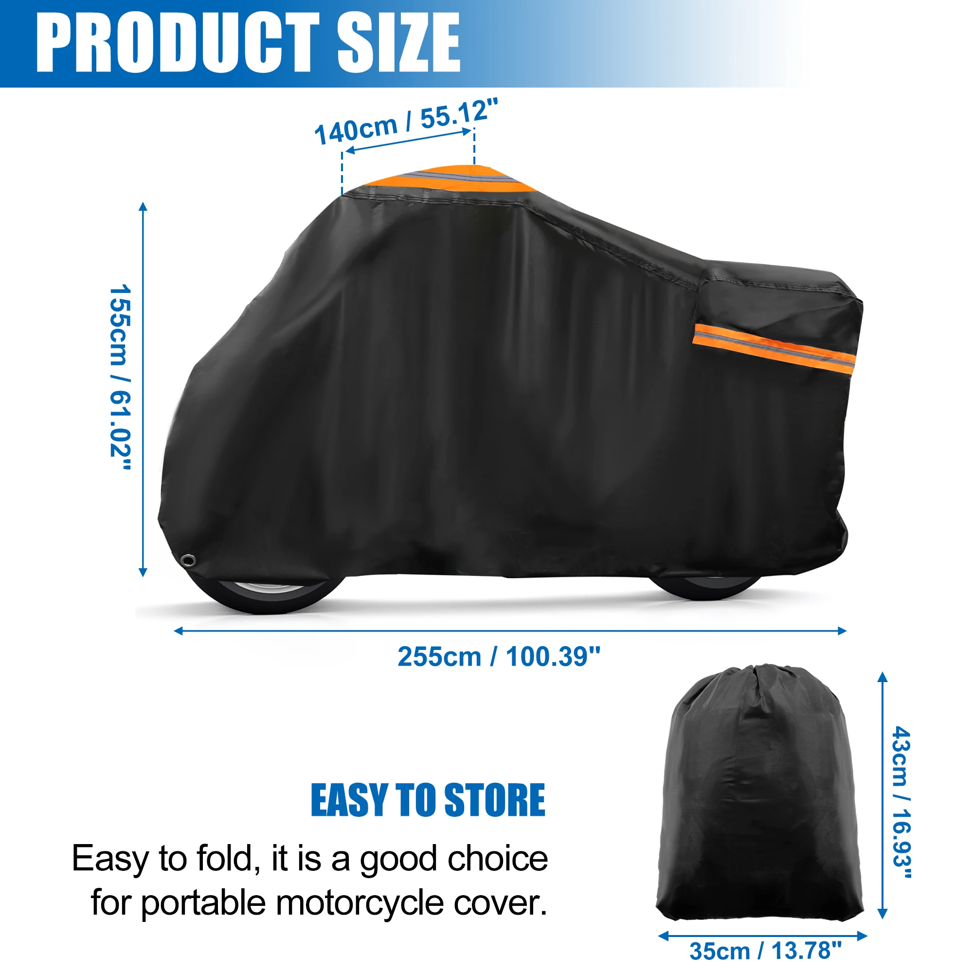 UXCELL Universal 300D Motorcycle Covers Motorbike Cover Outdoor UV Protection Waterproof Motor Cover Dust Rain Scooter Cover