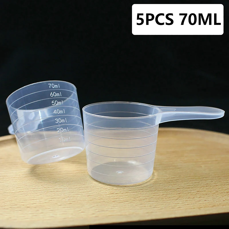 5PCS 70ML Plastic Measuring Cup With Scale Transparent Mixing Cup Measuring Jar Container Beaker Kitchen Baking Tool Bakery DIY