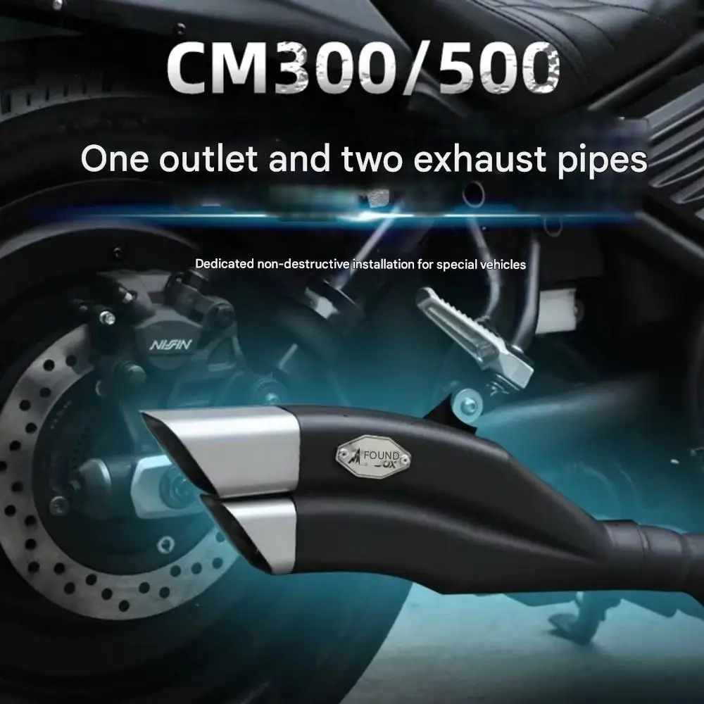 For HONDA Rebel 500 Rebe 300 CM300 500 Single-outlet dual-exhaust tail section low and thick non-destructive direct installation