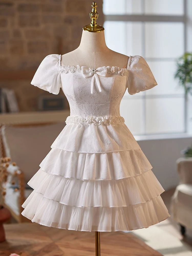 

Sweet Princ Sle Pleated Skirt Evening Dr White Par Host Adult Ceremony Annual Meeting ort Women's Dr