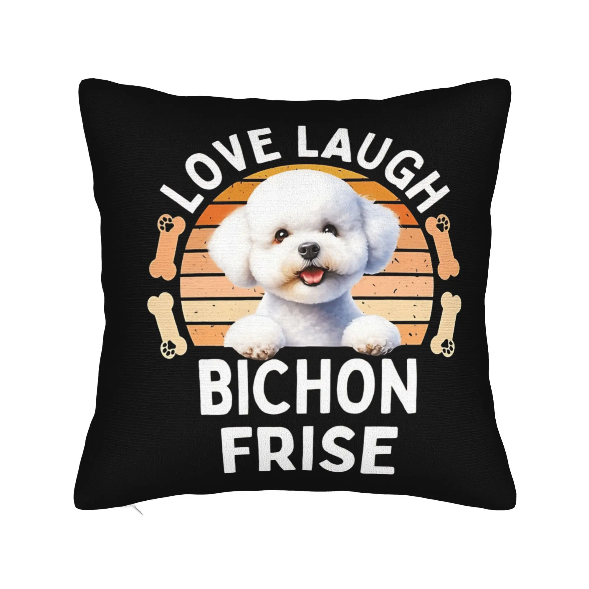Cute Bichon Frise Pillow Case  Comfy Pillow Cover Novelty Cushion Cover For Office Car Home Decor
