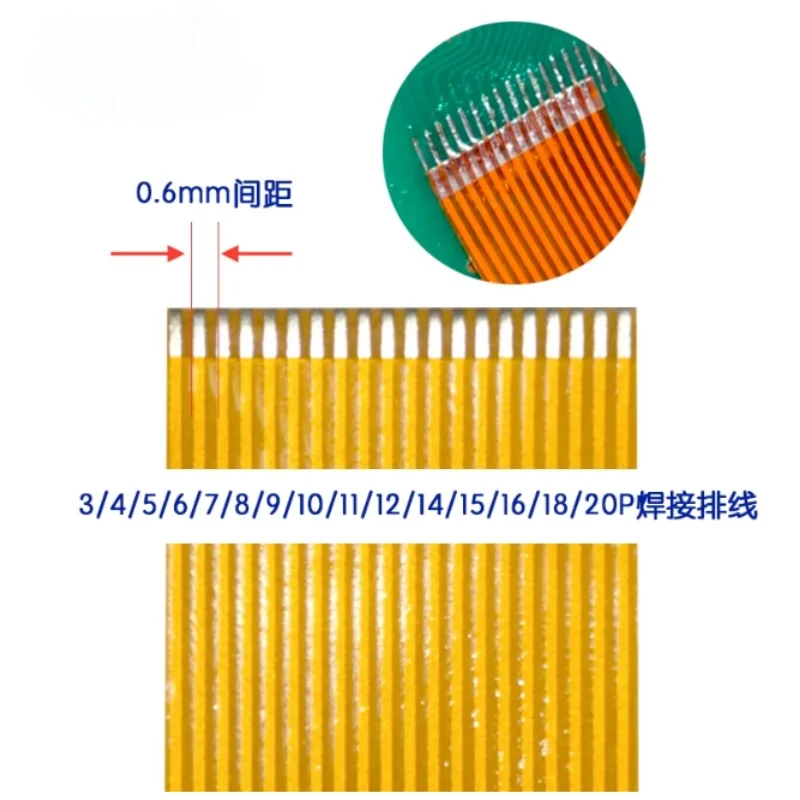 5pcs FFC FPC Flat Flexible Cable 0.6mm Pitch 4/5/6/7/8/9/10/12/14/16/18/20/22/24/26/30 pin