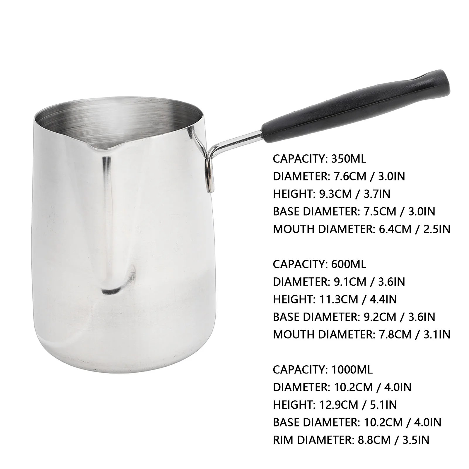 Stovetop Milk Warmer Pot Turkish Coffee Pot 304 Stainless Steel Stovetop Turkish Coffee Maker for Warming Butter Milk Chocolate view 3