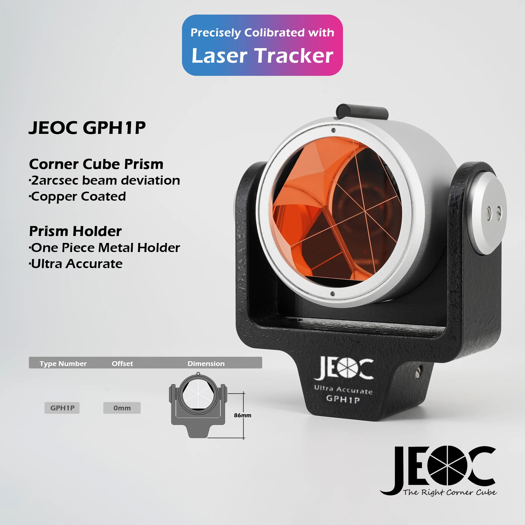 JEOC GPH1P, Ultra Accurate Reflective Prism, Single Reflector for Leica Total Station Accessories Topography Land Surveying