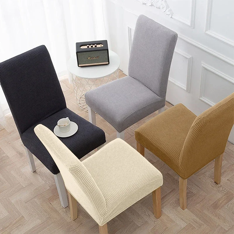 Corn Kernel Fabric Chair Cover Stretch Long Back Chair Covers Jacquard Dining Room Seat Covers with Back for Wedding Hotel Chair