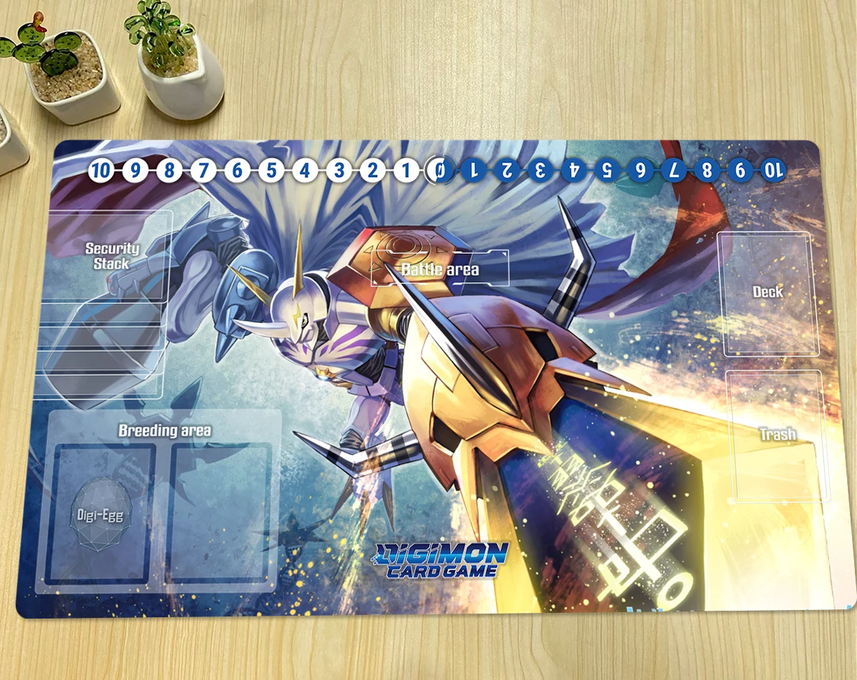 Digimon Playmat Omnimon DTCG CCG Mat Board Game Mat Trading Card Game Mat High Quality ANTI-SLIP Rubber Anime Mouse Pad Free Bag