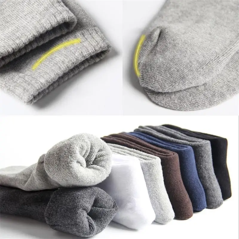 10Pairs/Men\'s Cotton Socks High Quality Cotton Keep Warm Thickened Wool Breathable Soft Socks Solid Color Business Socks for Men