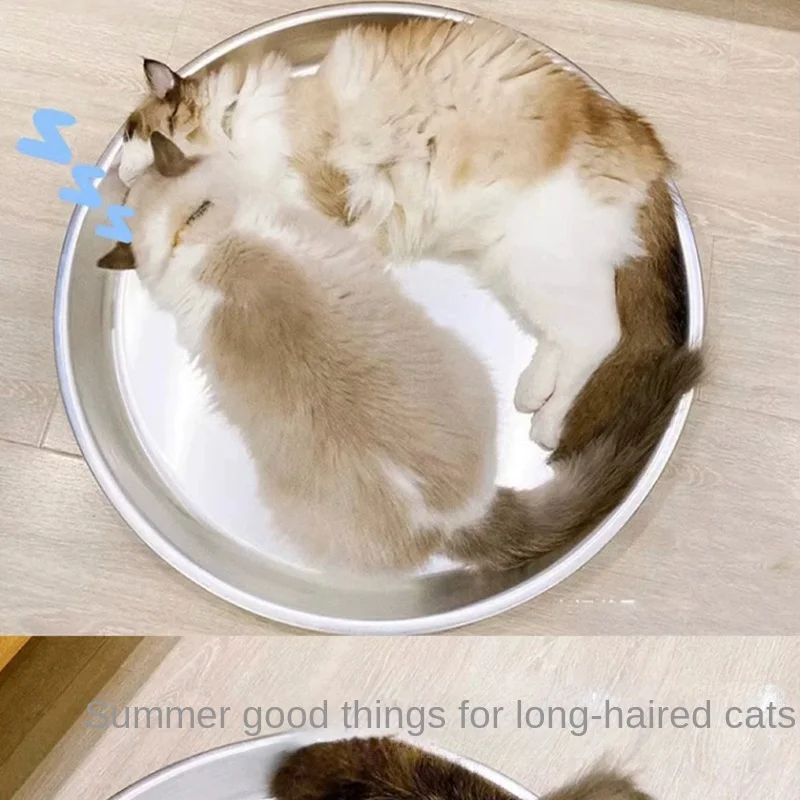 Summer Cooling Artifact Aluminum Cat Bed All Seasons Pet House Net Red Aluminum Cooling Pot for Cats Heat Dissipation Sleep Tool