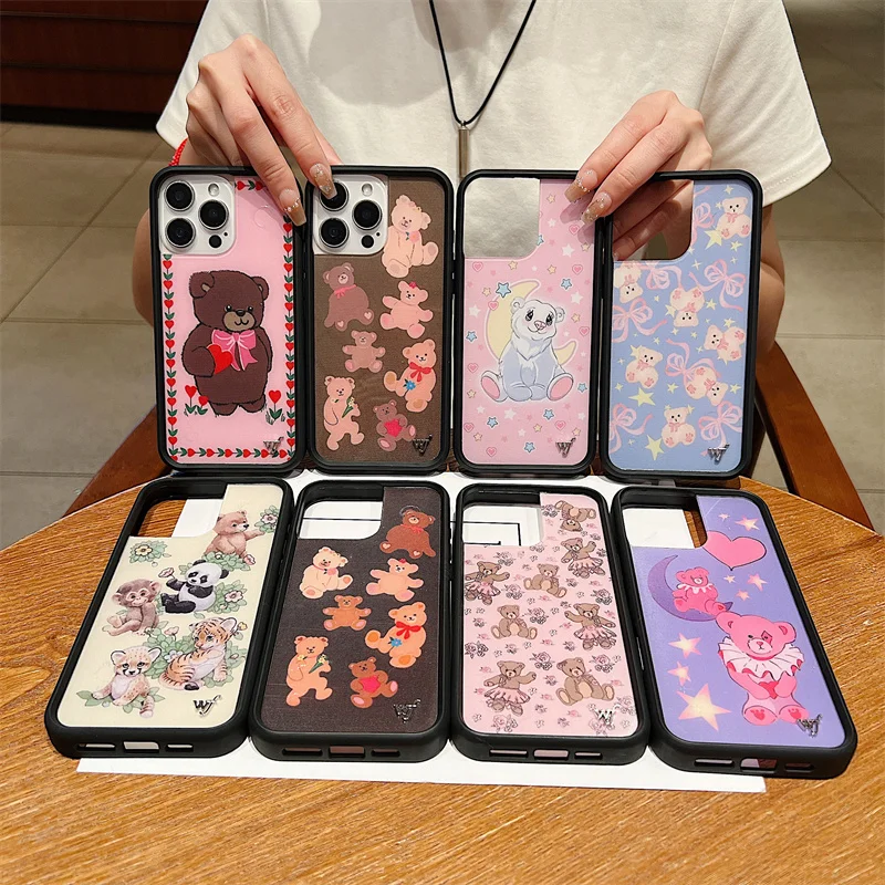 Wildflower Safari Babies Bear Phone Case For iPhone 17 16 15 14 13 12 Pro Max Plus wf Bear-y Ballet Shockproof Back Cover Funda