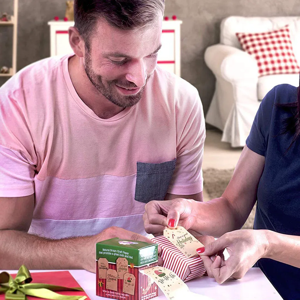 

2 рулона самоклеящихся этикеток для печати, рождественские подарочные наклейки, декоративные стикеры для новогодних подарков, упаковки для печенья, декоративных поделок