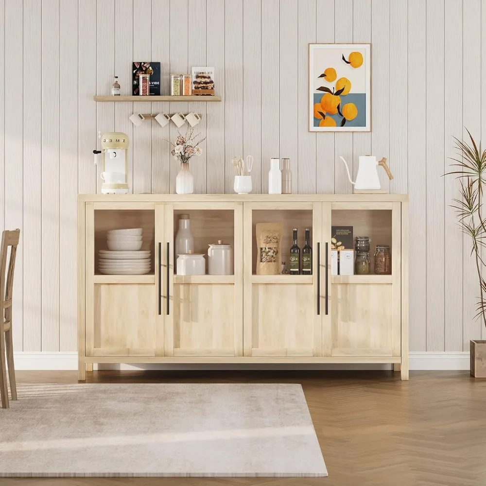 Sideboard mit Glastür, Buffetschrank, 55 hoch, Präsentationsmöbel für Küche, Esszimmer, Kaffee- und Weinbar