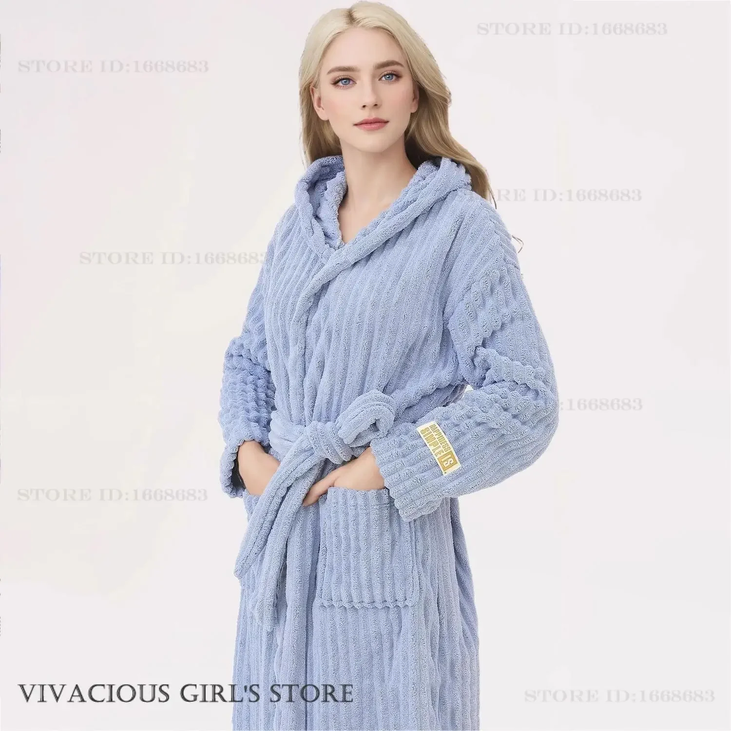 

Autumn Winter Lover Sleepwear Thicken Flannel Hooded Robe Loose Coral Fleece Night Wear Kimono Bathrobe Gown Home Dress Negligee