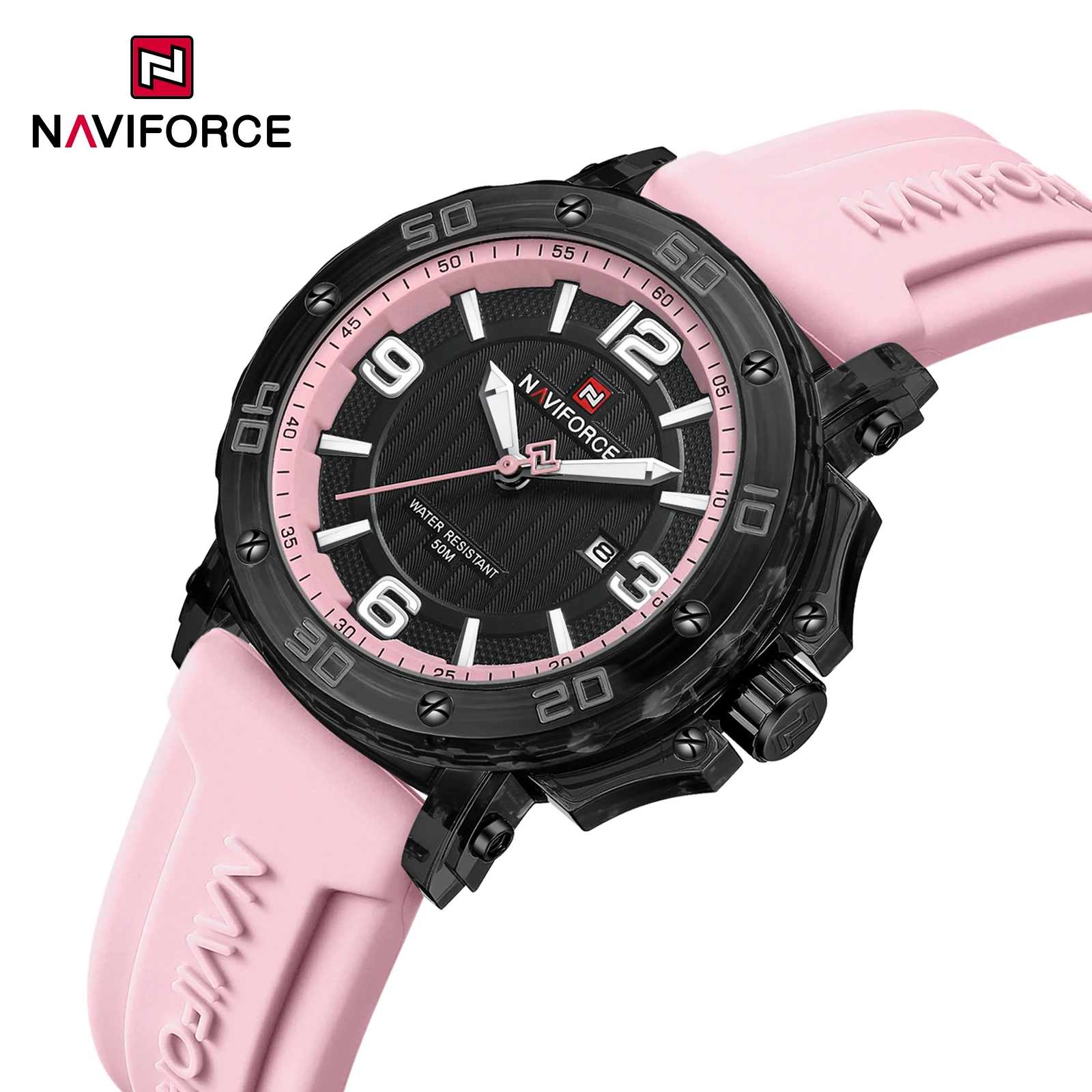 

New NAVIFORCE 2025 Style Waterproof Quartz Movement Women's Clock Elegant Silicone Luminous Display Strap Ladie's Watches Gifts