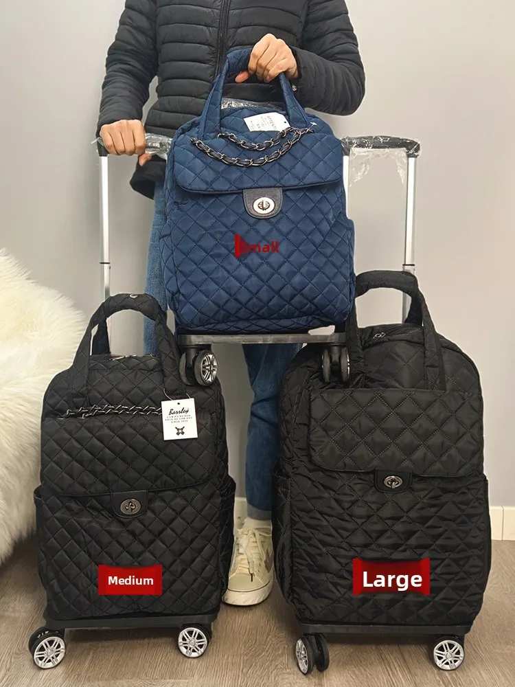 oxford-fabric-travel-bag-large-capacity-waterproof-double-shoulder-bag-luggage-backpack-with-pull-rod-fashionable-trendy-style