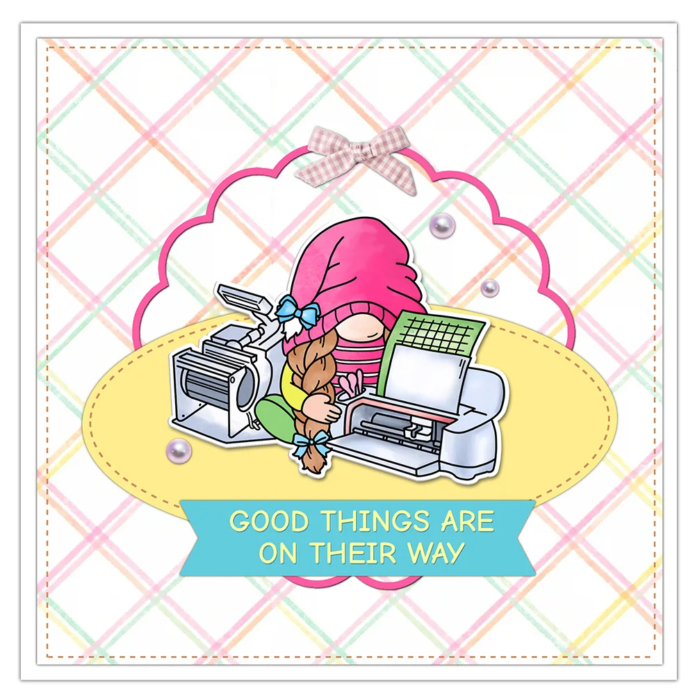 Mangocraft Working Studying Gnomes Clear Stamp DIY Scrapbooking Supplies Silicone Stamp For Card Making Albums Gifts Decor