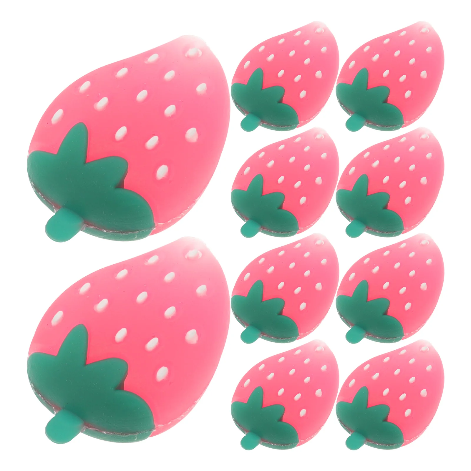 

10pcs Strawberry Pencil Caps Cartoon Silicone Toppers Protective Cases for School Girls Cute Extenders Anti Drop Pen Covers