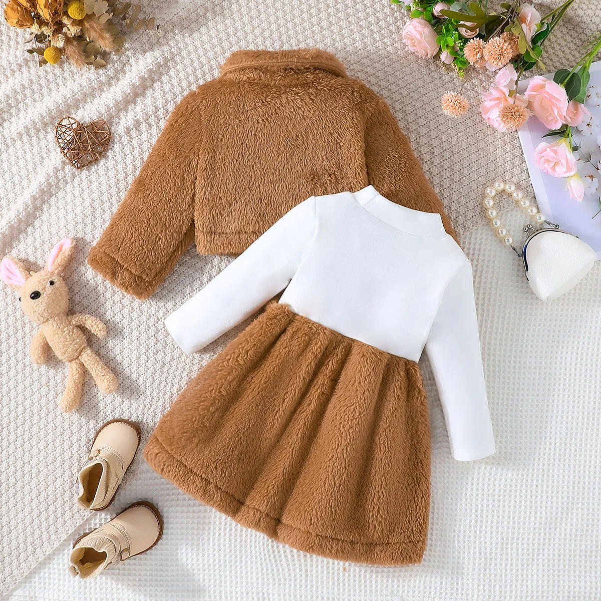 Inverno autunno Boutique abbigliamento bambini Toddler Girl Clothes cappotto con risvolto moda coreana + lettera abito manica lunga set per bambini