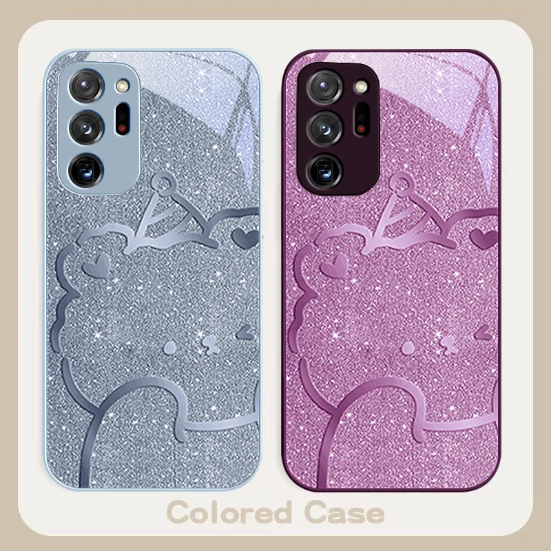 Pink romantic teddy bear For Samsung A01 A02 03 Core 04 05 06 10 12 13 14 5G 15 16 M02 12 Note 8 9 10 20 glass Ultra phone case