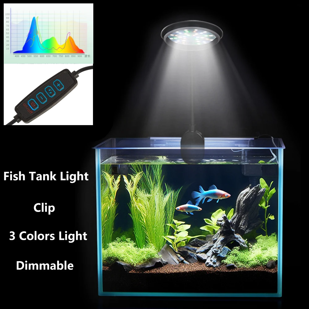 5W\\7W Fish Tank Clip Lamp USB Power Decorate Led Full Spectrum Waterproof Lamp Algae Lamp Ornamental Small Fish Tank Lighting