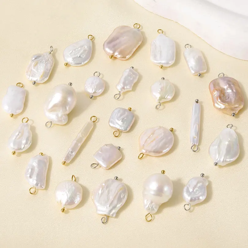1pcs Irregular Geometric Round Square Real Natural Shell Pearl Charms For Jewelry Making Bulk Handmade Earrings Pendant Material
