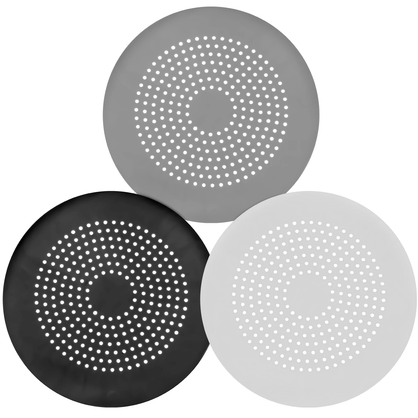 

3pcs Anti-Blocking Shower Drain Hair Catcher Sink Strainer Flat Cover Stopper Silica Gel Black White Bar
