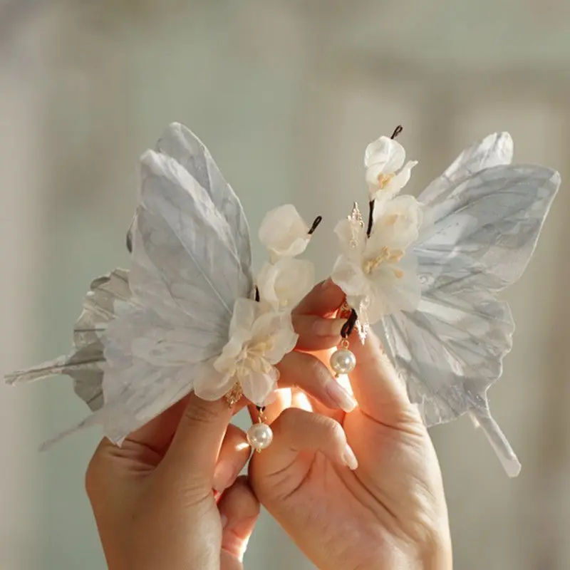 Butterfly Hairpin Feathers Fluttering Moth Oversized 12 Cm Side Butterfly Style Side Clip Light Luxury Flexible