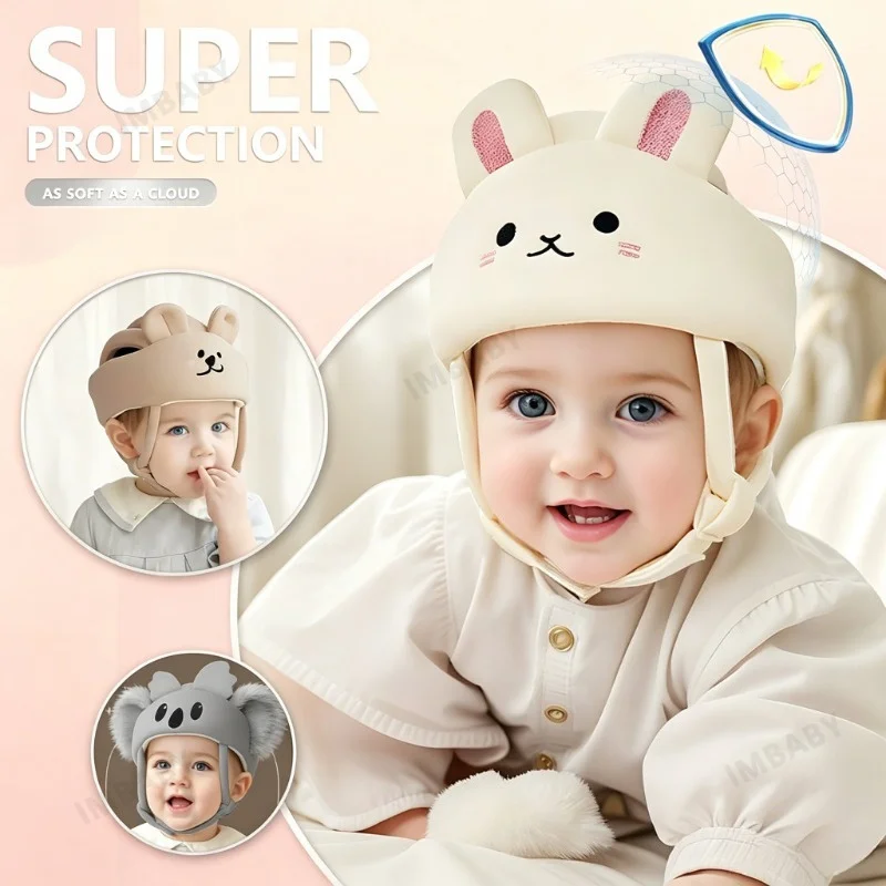 IMBABY Cartoon Baby Head Protection Helmet Adjustable Breathable Anti-Collision Toddler Safety Hat for Crawling Walking
