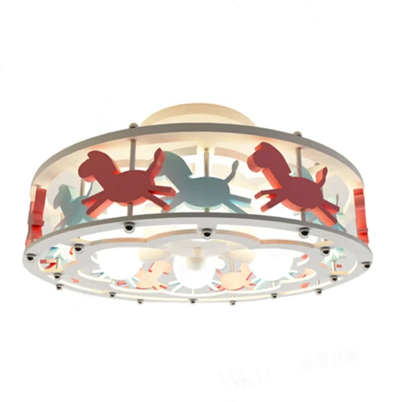 Modern Simple Warm Creative Children LED Ceiling Light Carousel Bedroom Corridor Boy Girl Art Decoration Lighting Fixture Lovely