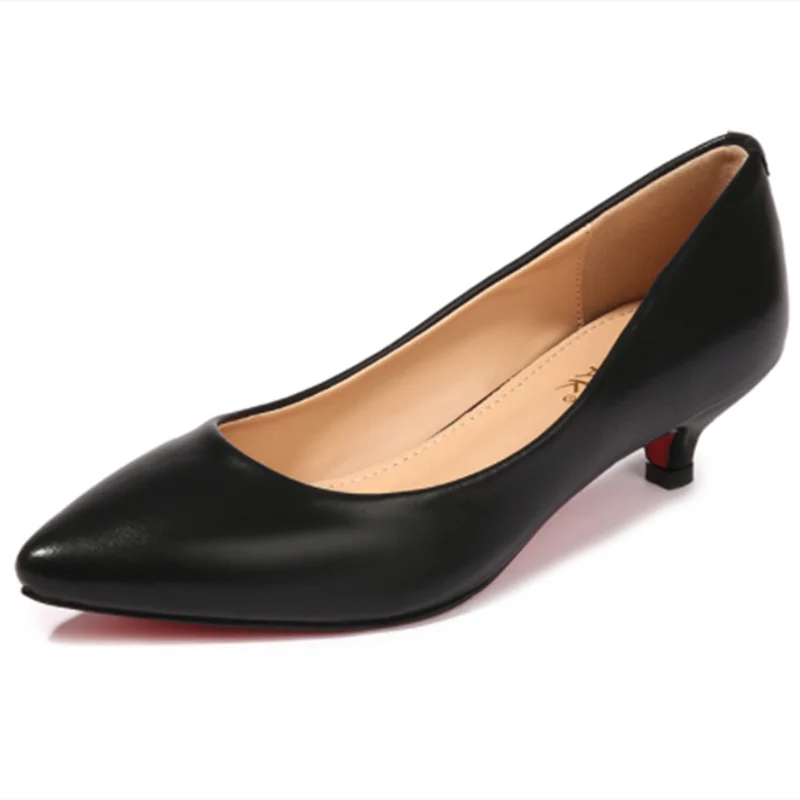 

Women Elegant Pumps Low Heels 3cm OL Shoes Soft Leather Microfiber Designer Mujer Zapatos Beige And Black Pink 43-34 Incredibly