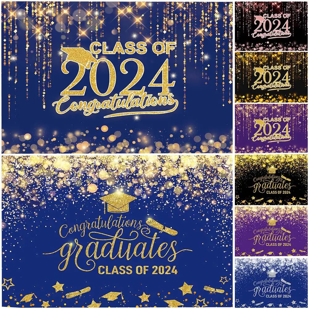 

Mocsicka Graduation Background Gold Glitter Class of 2024 Graduates Party Decor Backdrop Portrait Photography Props Photo Studio