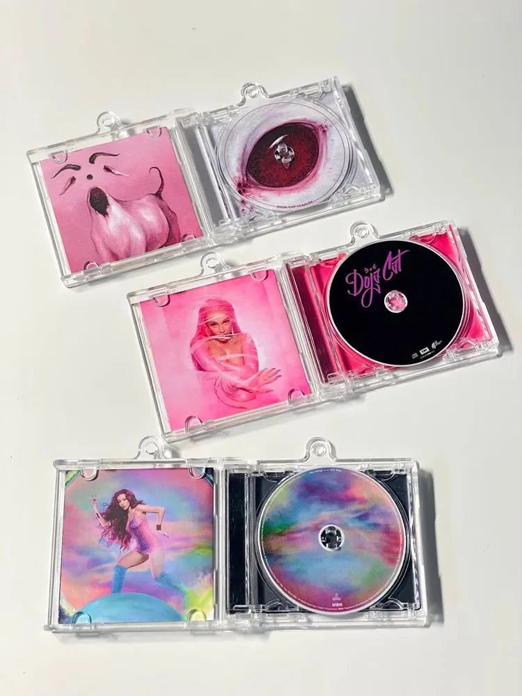 Doja Cat Planet Her MINI Music CD NFC Keychain Play Songs Hot Pink Album Scarlet Pendant Cosplay Key ring Acrylic Necklace Gift