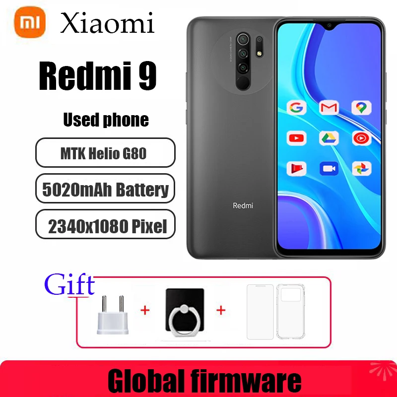 Xiaomi Redmi 9 smartphone G80 5020 mAh 6.53'' 13.0MP 8.0MP 2340x1080 4G used phone
