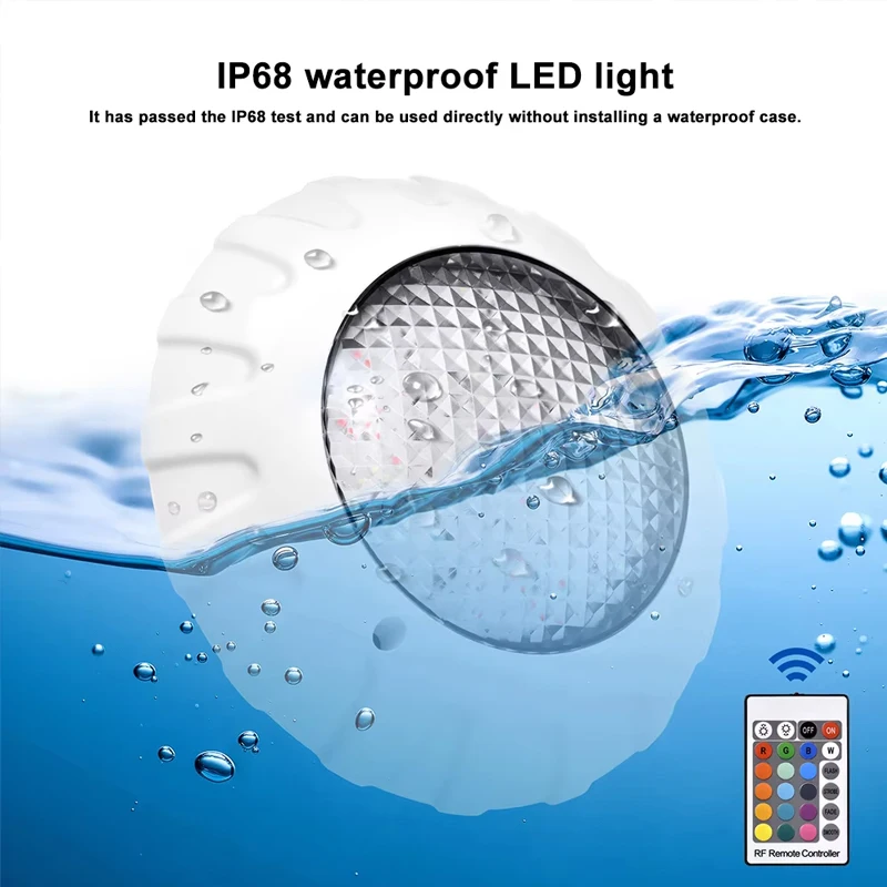 2/1Pcs IP68 38W Waterproof Swimming Pool Lights Wall-Mounted Underwater Lights Color Changing RGB Lamp 12V With Remote Control