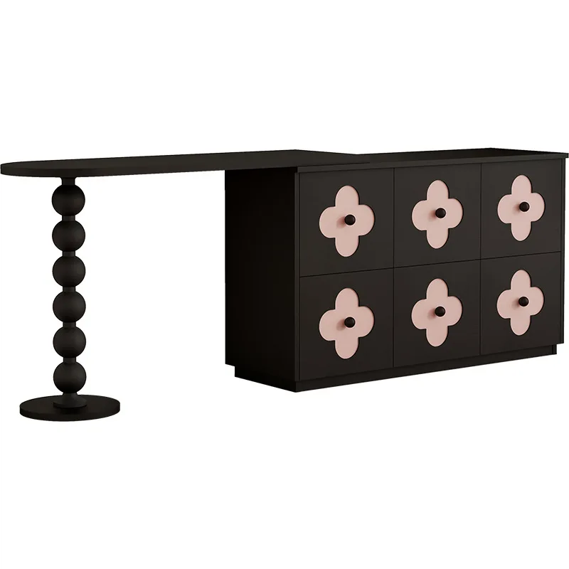 7-Shaped Book Corner Table Bedroom Light Luxury Corner Desk with Drawer Dressing Table