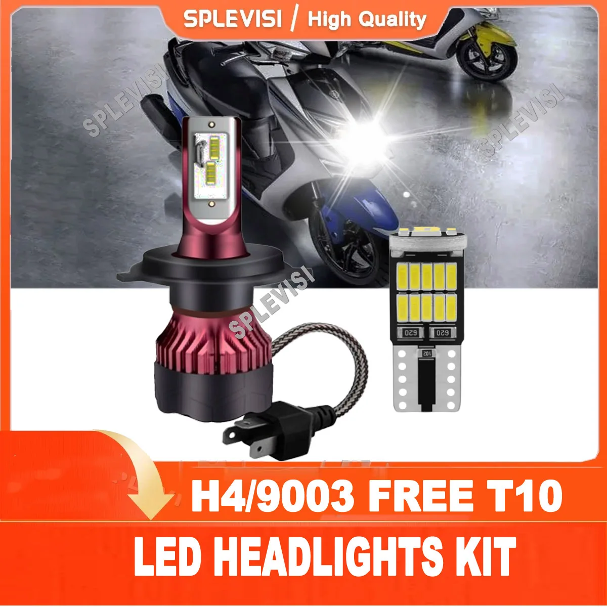 H4 T10 Hi Low Beam LED Headlight Replace Kit 6000K White For Yamaha XC115S 125X XJ600 S N T XJ900 S F