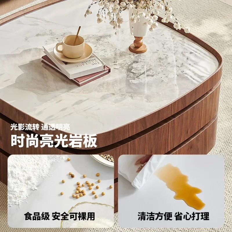 Medieval rock slab coffee table living room household small apartment storage designer new high-end coffee table