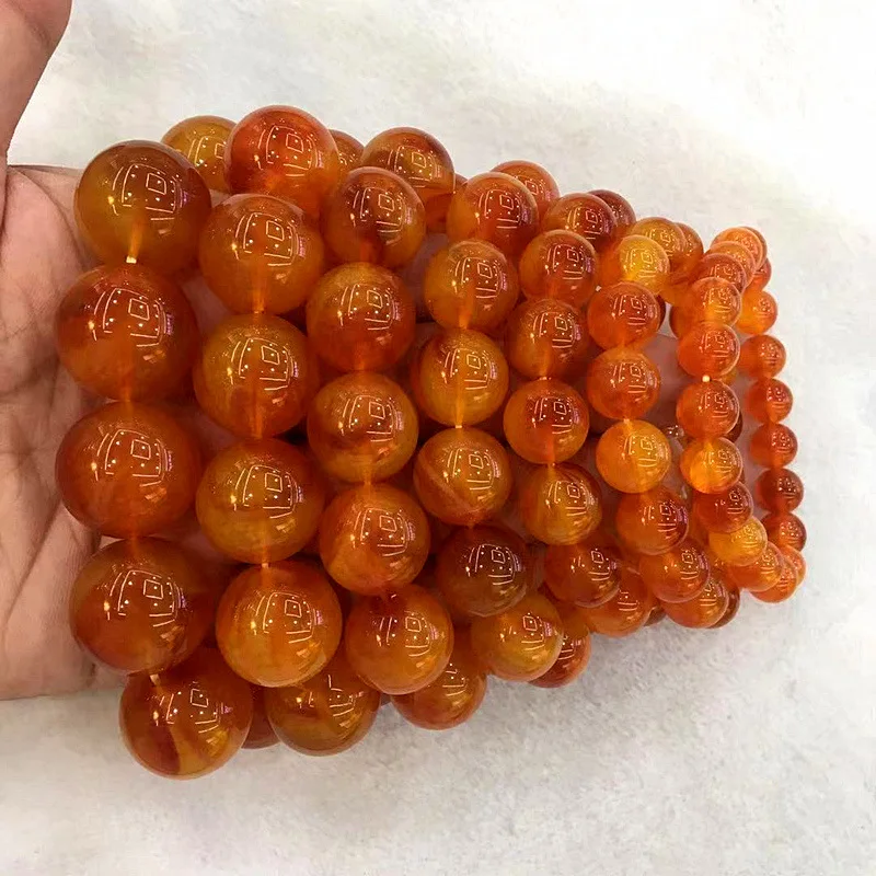 Premium Baltic Sea , Old Amber Single Circle Bead Bracelet, Chinese Red Buddhist Prayer Beads for Men and