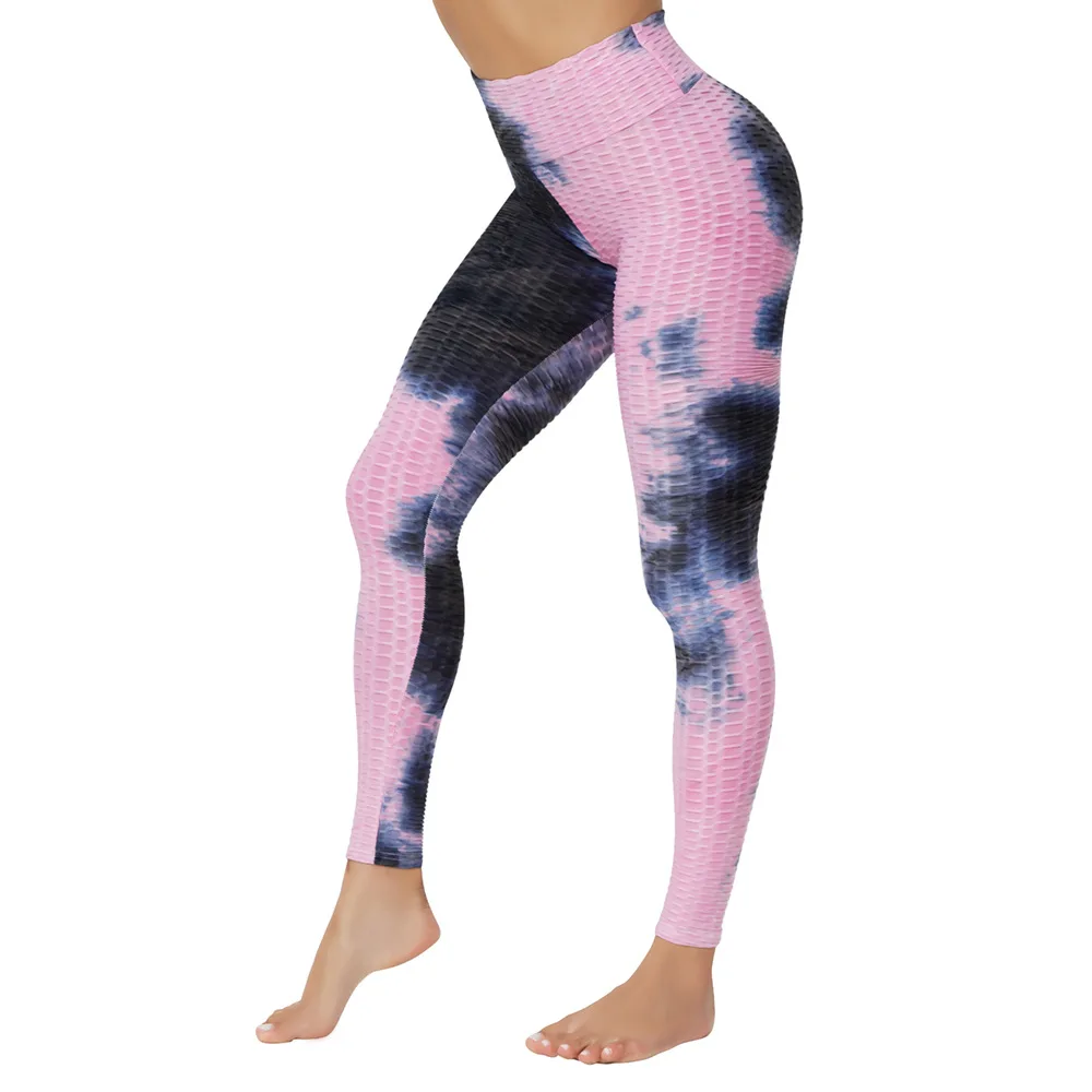 Mallas Push Up anticelulitis de cintura alta para mujer, Leggings sexys de tinta Tie Dye para gimnasio, entrenamiento, Fitness, correr,