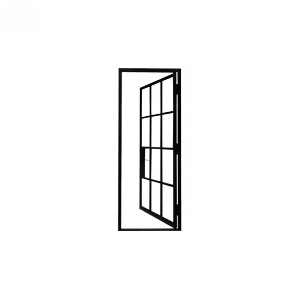 Luxury French wrought iron entrance casement door tempered glass interior elegant swing style finished matte finish steel