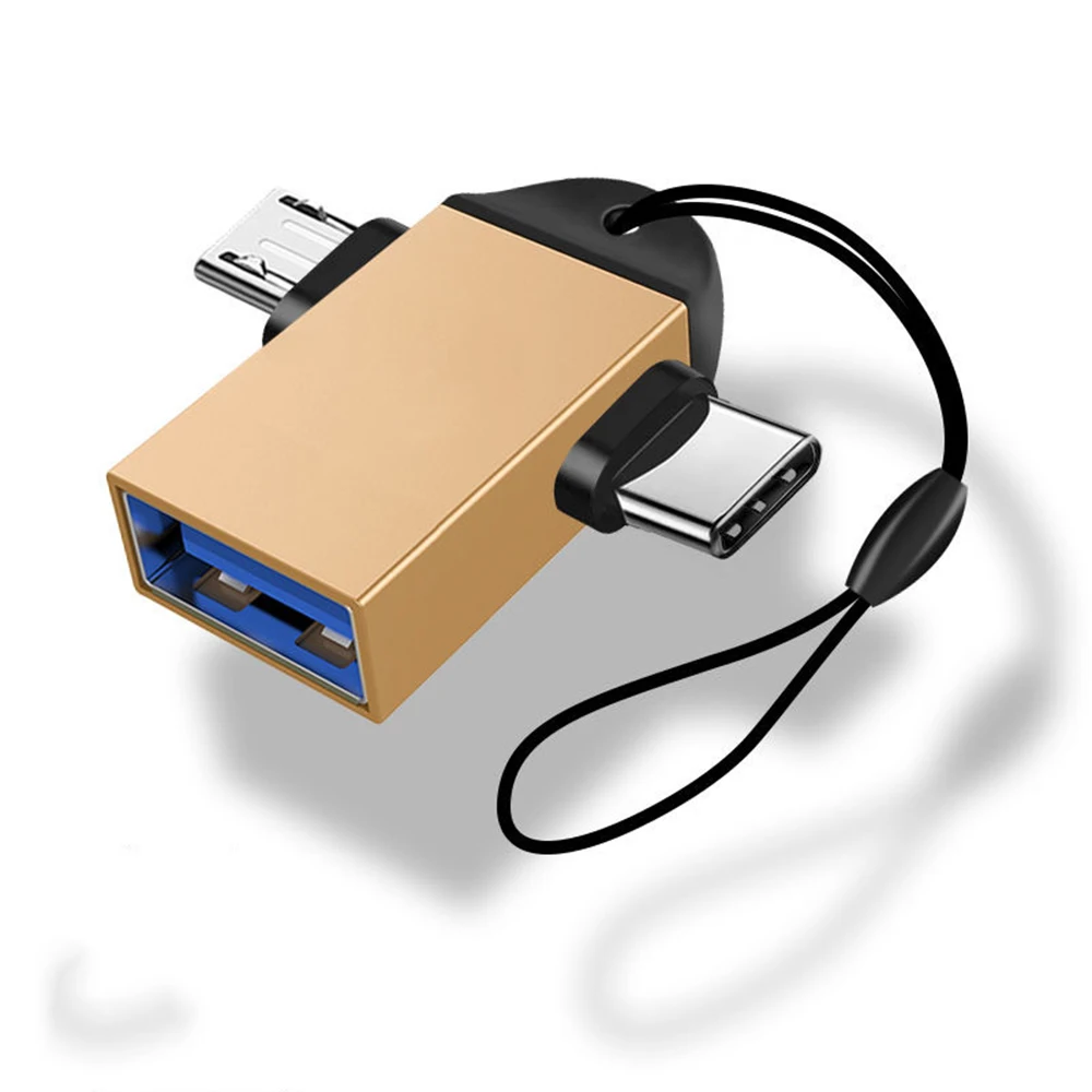 Mini 2 in 1 OTG Adapter USB 3.0 Female To Micro USB Male and Type C Male Connector Aluminum Alloy Converter For Xiaomi Samsung