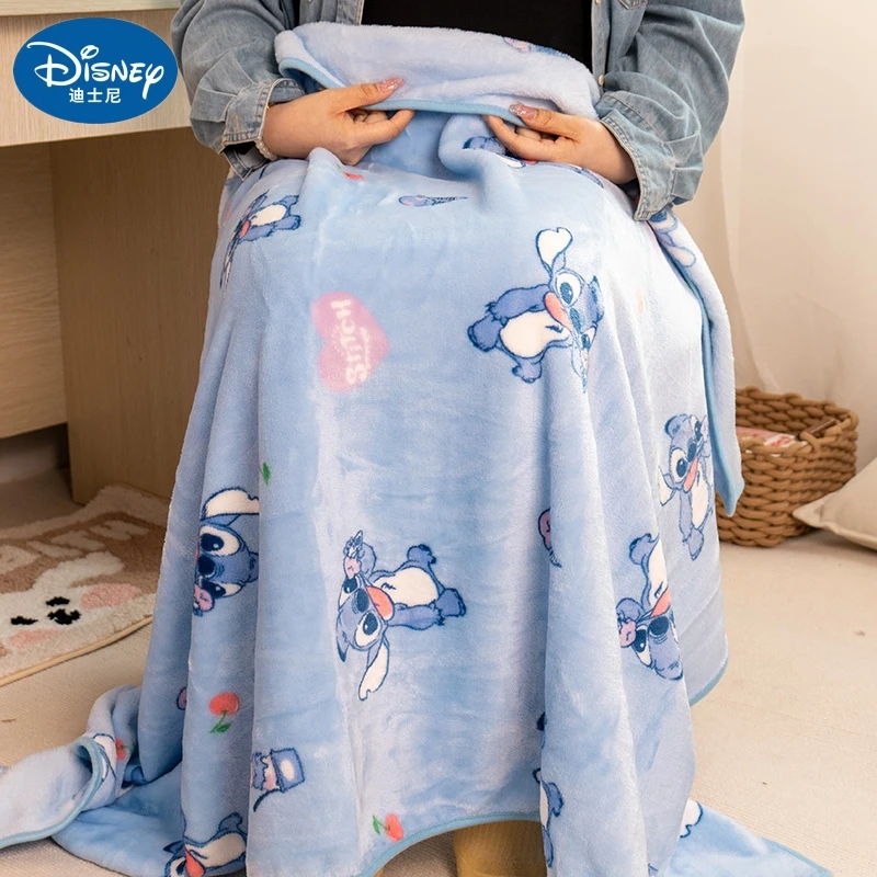 2024 Cartoon Disney Stitch Coral Velvet Blanket Warm Blanket Office Nap Air Blanket Student Single Thick Cover Blanket Bed Sheet