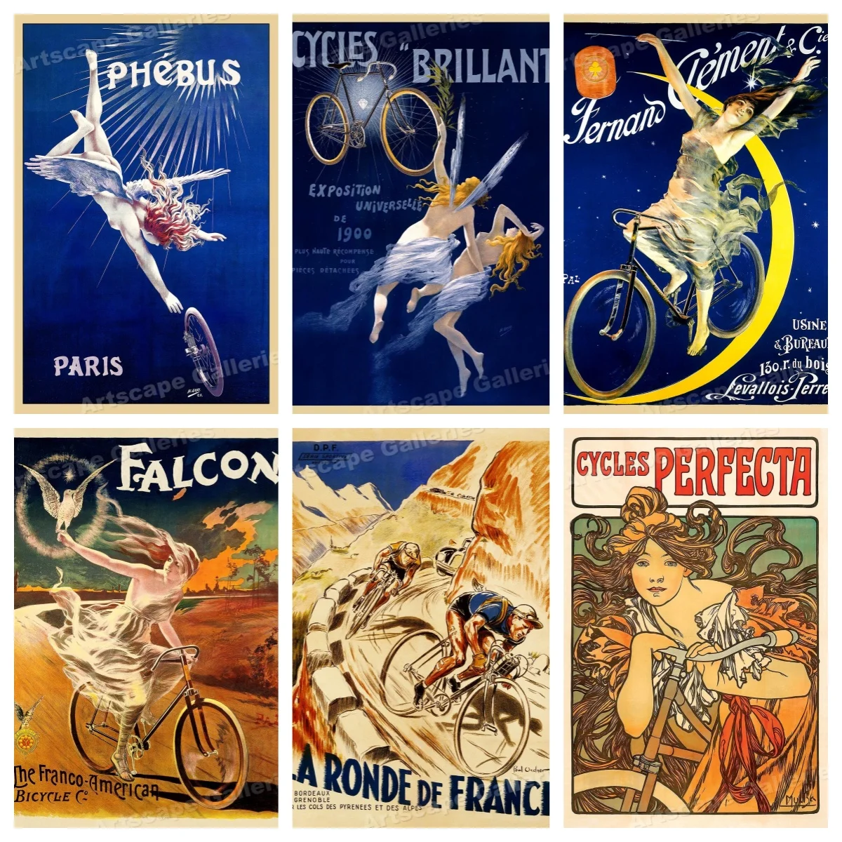 Vintage Style Bicycle Art Print Poster Wall Stickers  Art Painting