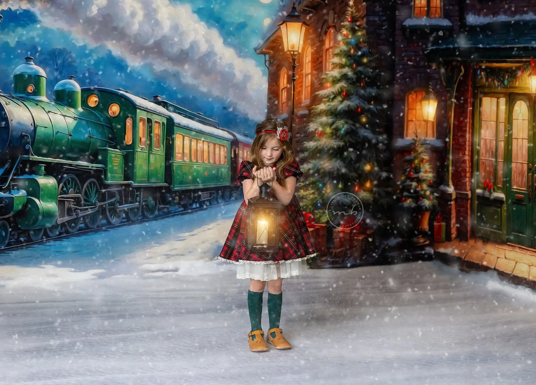 Winter Festive Polar Train Backdrops Kids Adult Photography Xmas Photocall Christmas Snowy Locomotive Backgrounds