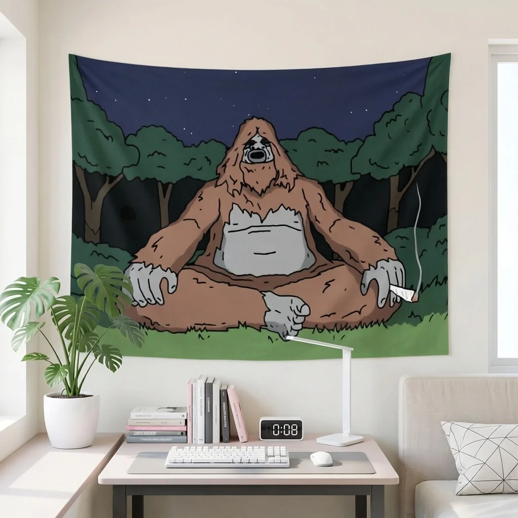 T-The B-Big L-Lez Show Meme Tapestry, Sassy The Sasquatch Banner Wall Hanging, Aesthetic Cloth Backdrop for Dorm Party Decor