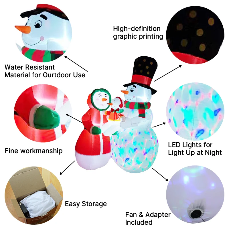 1.8 متر/5.9FT نفخ ثلج الأسرة مزلقة أضواء شجرة عيد الميلاد LED ديكورات المنزل اللعب ساحة عيد الميلاد عطلة الإضاءة الحلي