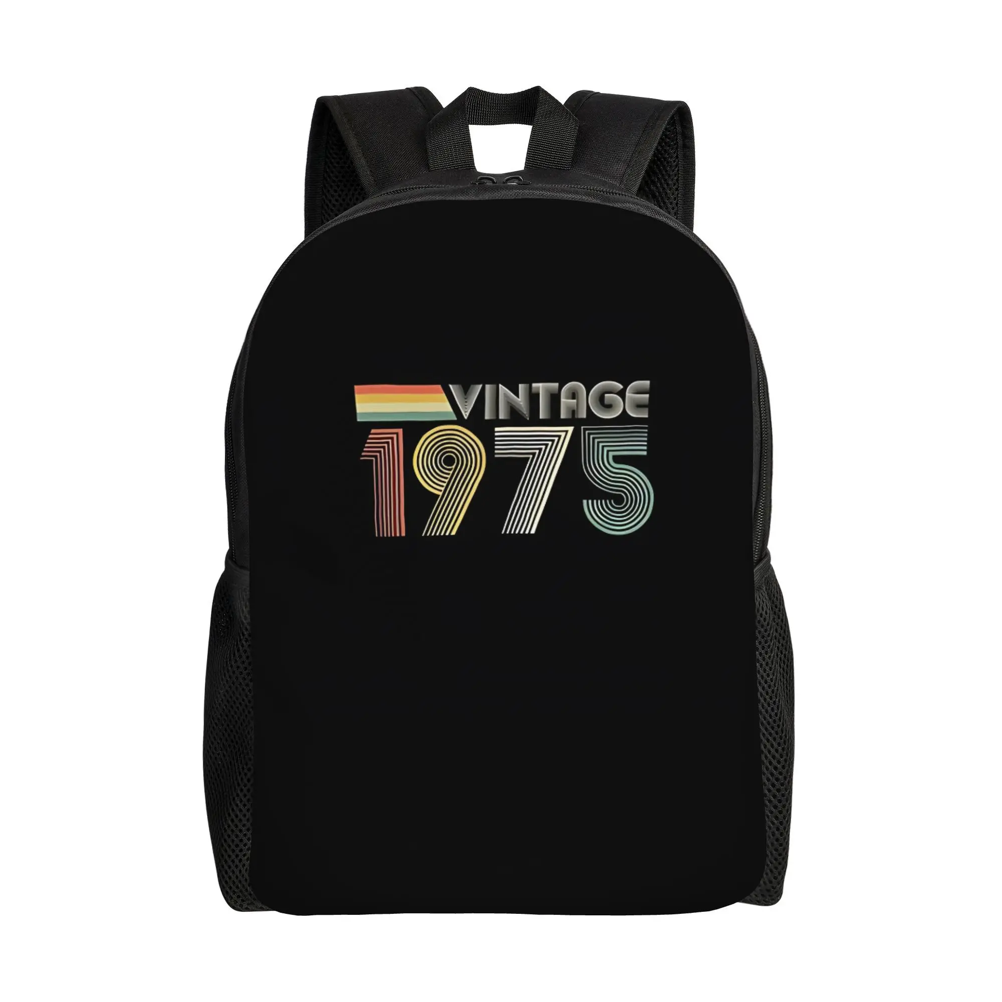 Vintage 1975 Retro Text Backpack Hot Sale Daypack Large Capacity Boys Girls BookBag School Bag Shoulder Bags for Men Women