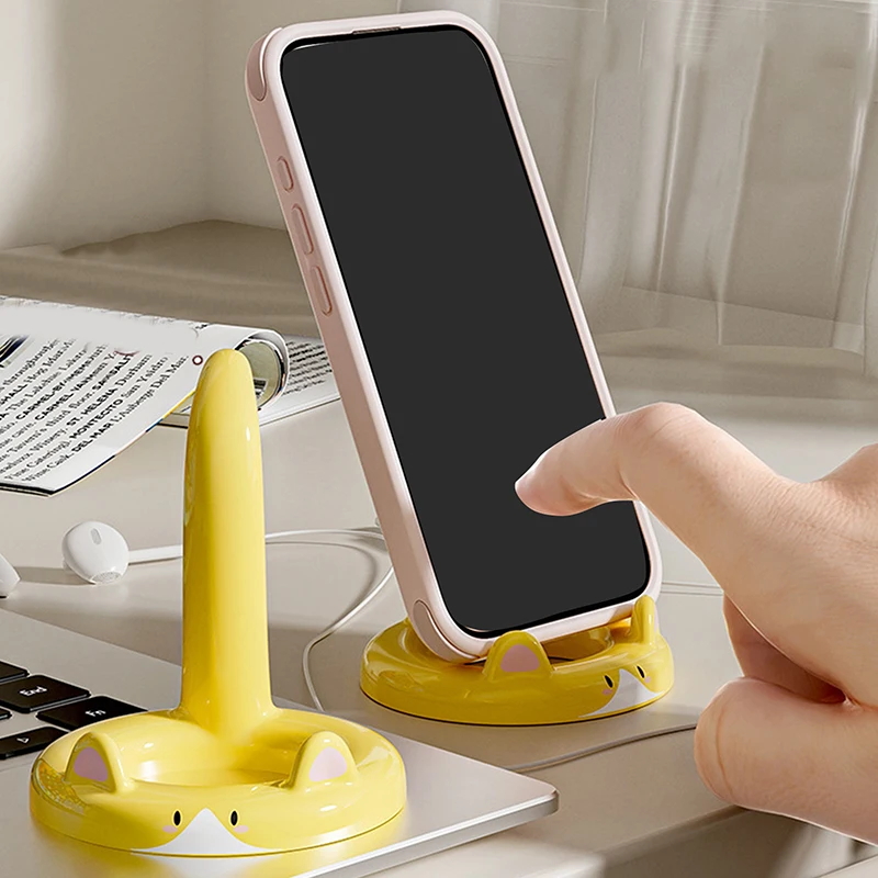 Cute Cartoon Cat Mobile Phone Holder Creative Mini Desktop Stand Decorative Ornament