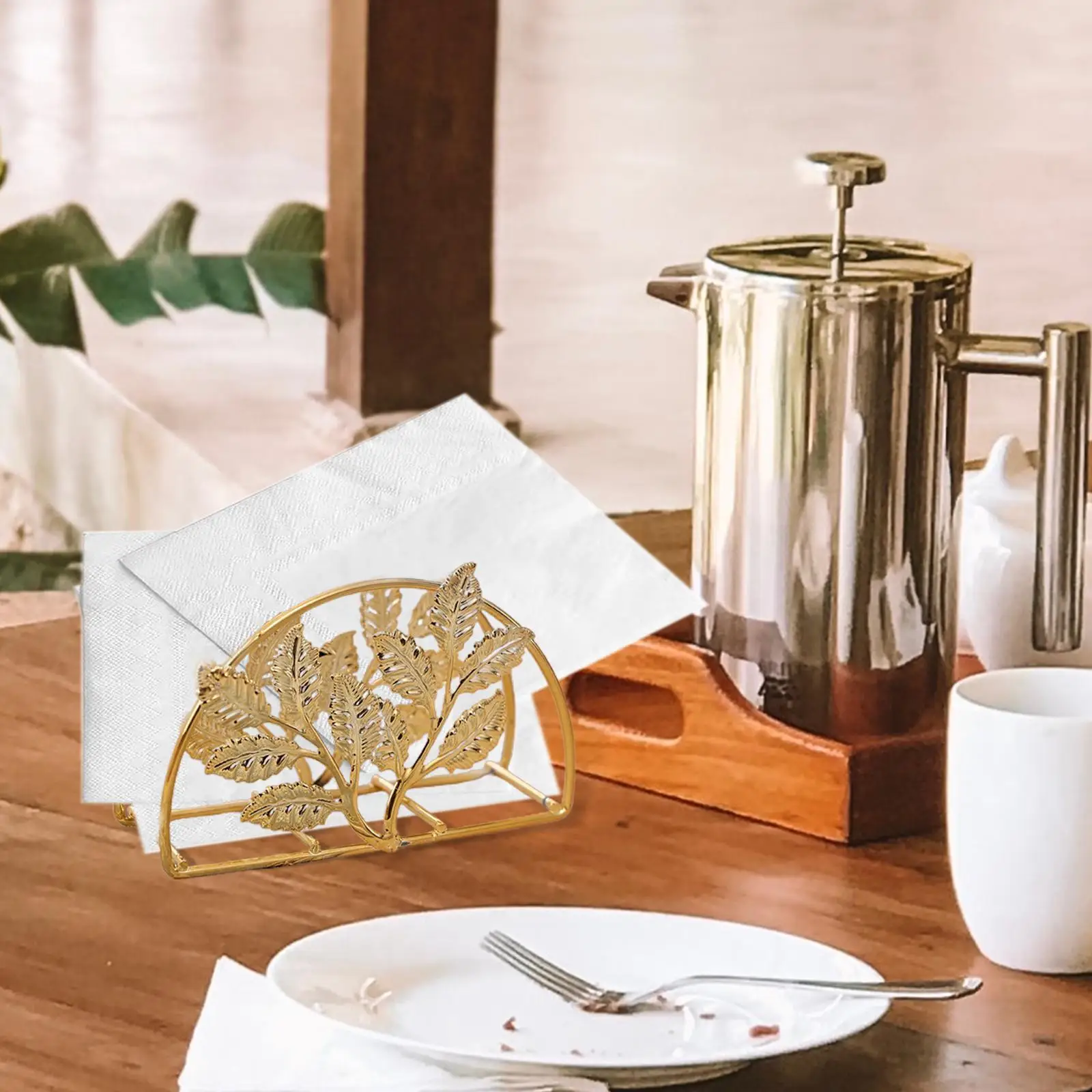 Modern Luxury Golden Metal Napkin Serviette Holder Dispenser Rust Resistant Paper Tissue Rack Home Party Table Decoratioon